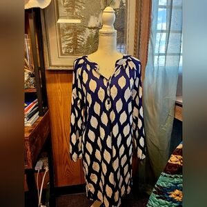 Elegant Blue and White Women's Dress